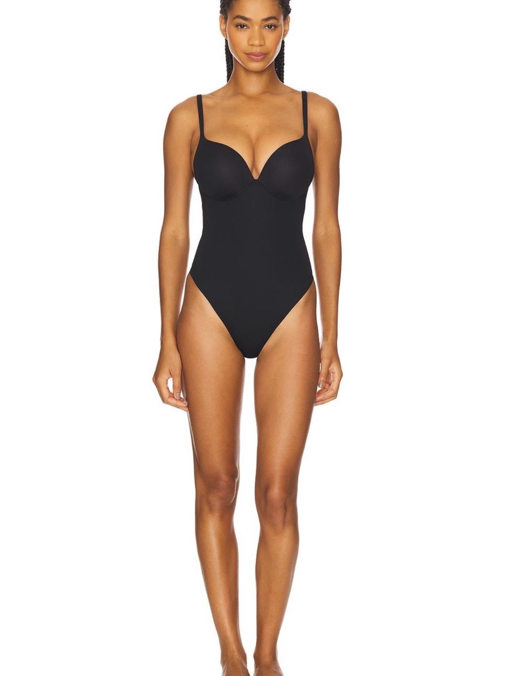 SKIMS Ultimate Body Push-Up Thong Bodysuit Onyx Black L NWT $144